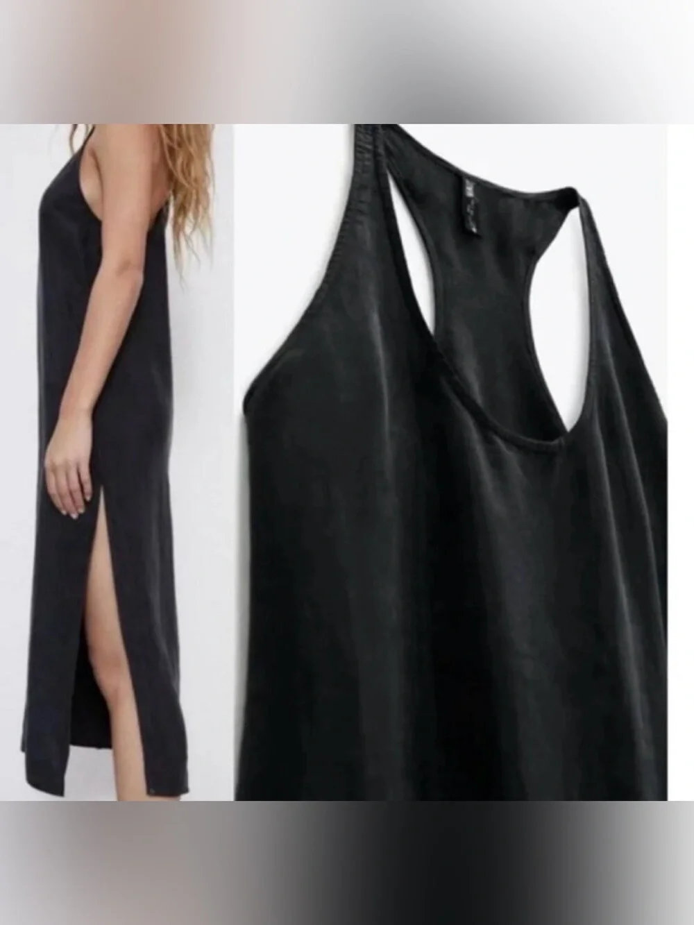 Zara Fillsens Black Lyocell Racerback Maxi Dress Size M